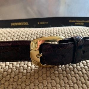 Vintage Henri Bendel Brown Genuine Caiman Crocodile Belt-34 inches- minimal wear